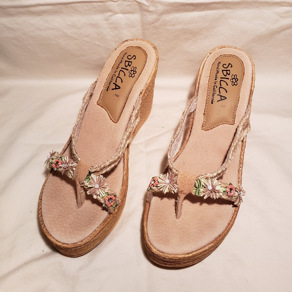 Hippie Floral Crowtopew Wedge Sandals